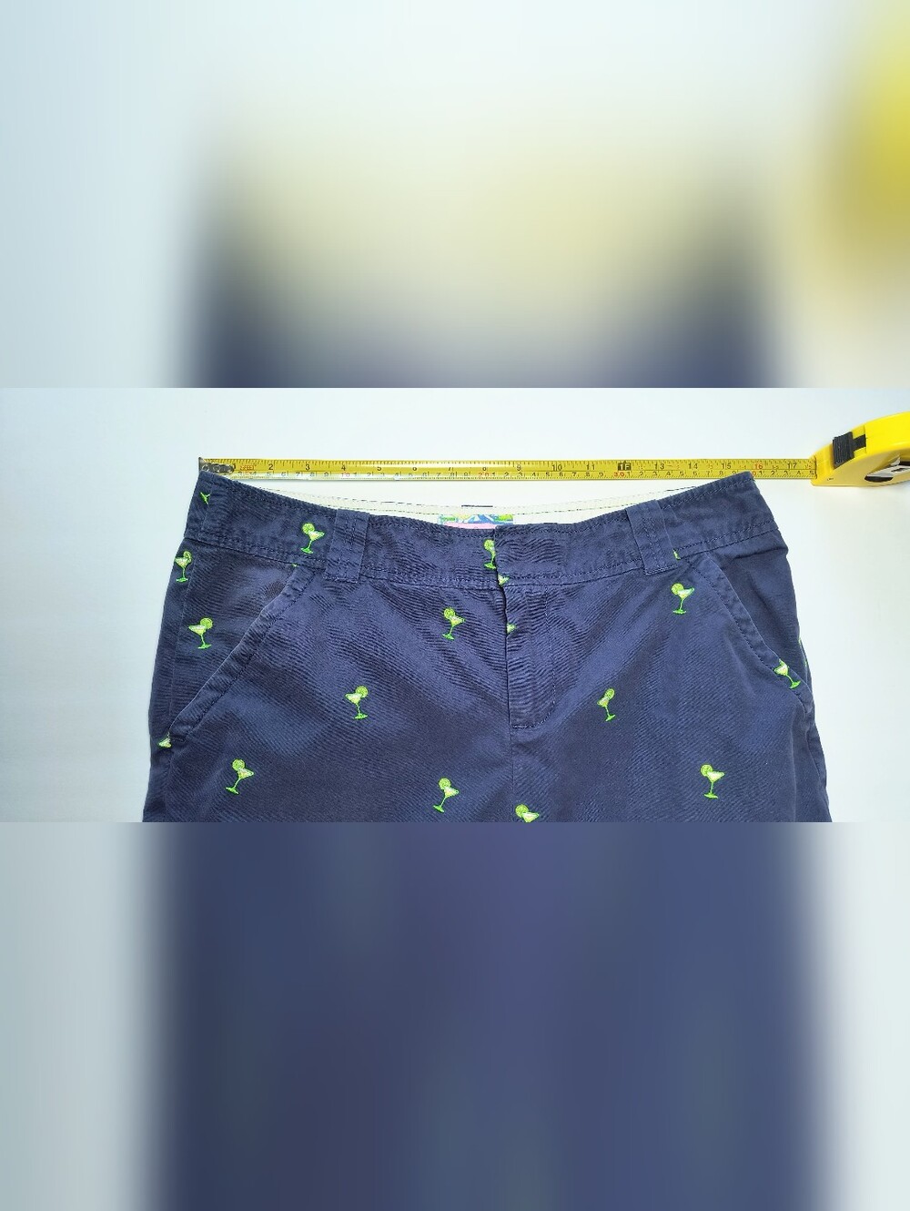 Lilly Pulitzer Navy Resort Vacation Shorts with Lime Cocktail Embroidery 8 - Picture 4 of 9